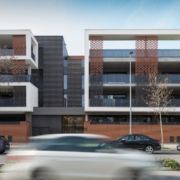 Construction of the Vivienda Sorigué Lleida, entrance..